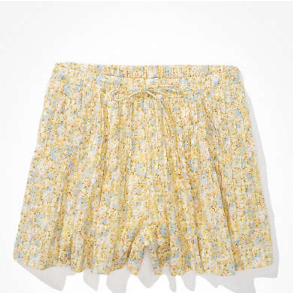 American Eagle Yellow Floral Pull-On Shorts
